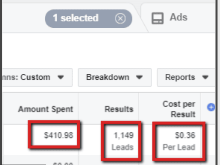 Kyle cost per lead